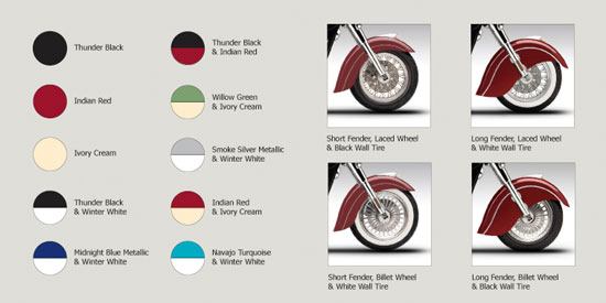 2009 Indian Chief Color and Wheel Options