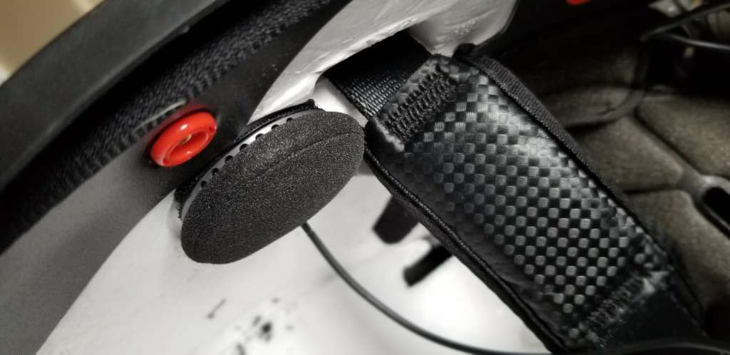 Pictures is the inside of a helmet with the right channel XSound 3 speaker attached in the ear space.