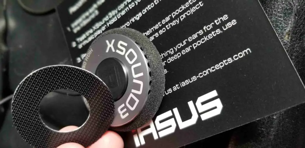 The XSound 3 speaker shown in closeup with Velcro ring.