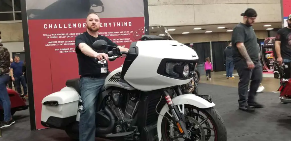 Eric astride the imposing 2020 Indian Challenger.