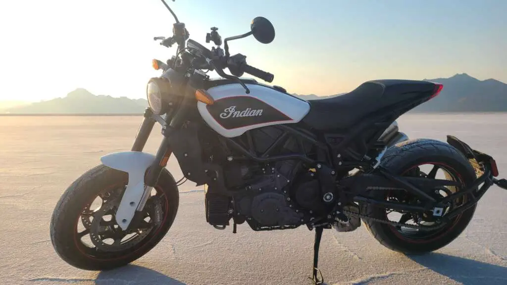 2022 Indian FTR-S pictured on the Bonneville Salt Flats.